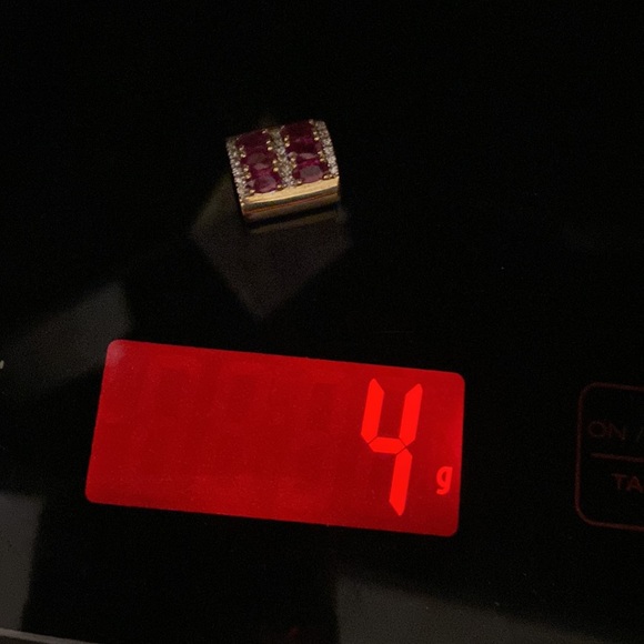 Vintage 14k yellow gold pendant with 6 ruby stones slider with bag - Picture 12 of 15